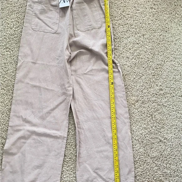 NWT ZARA Linen Cotton Beige cream Jumpsuit Pants Cut Out Xsmall Orig $50 - Picture 10 of 15